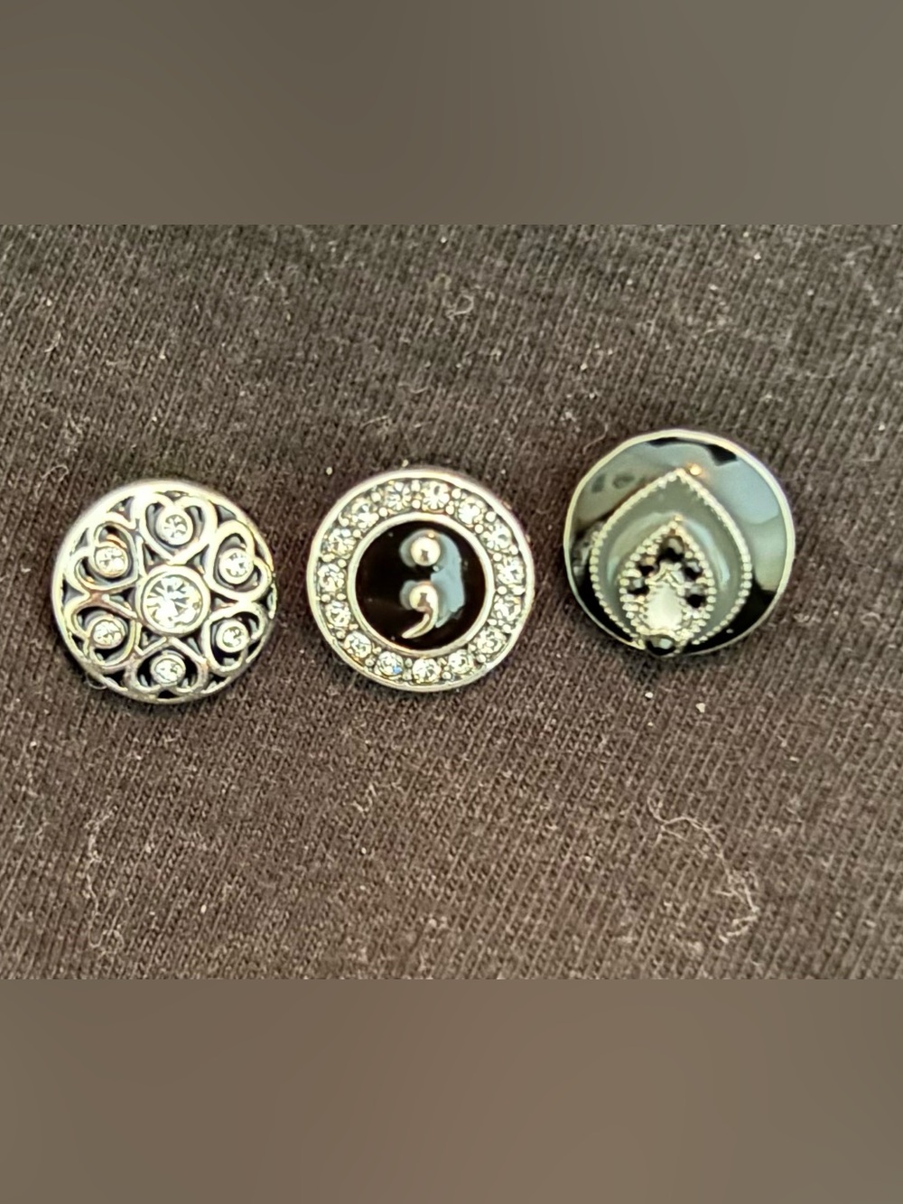 Silver-Tone Decorative Original Dots with Black Accents